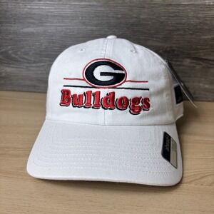 Georgia Bulldogs Hat Cap Strap Back White Embroidered Adjustable NWT